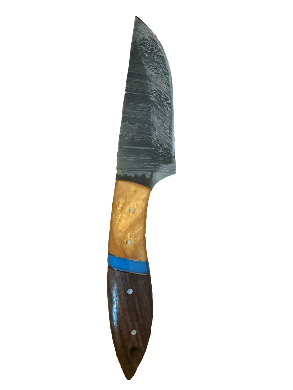 Damascus straight back fixed blade