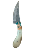 Damascus trailing point fixed blade