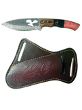 Eagle Cutout Design Drop Point Damascus Fixed Blade (sheath included)